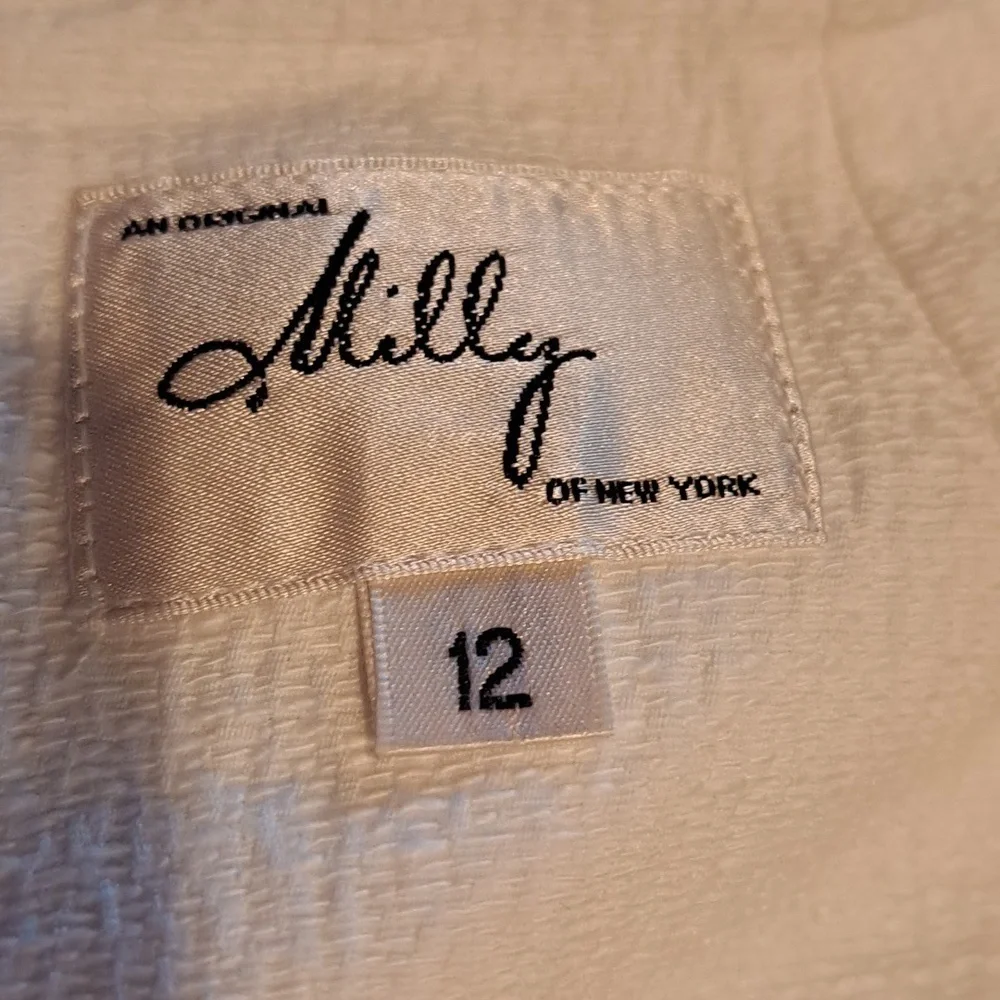 VINTAGE MILLY  OF NEW YORK WHITE  EMBLESSISHED LINED COTTON DRESS - Picture 6 of 7